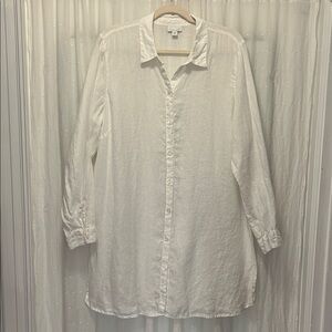 J. Jill Tunic Women’s XL White Linen Beach Minimalist Button Up